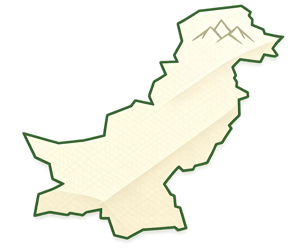 Illustrated map of Pakistan with numbered markers for Hunza Valley, Skardu, Islamabad, Lahore and Karachi