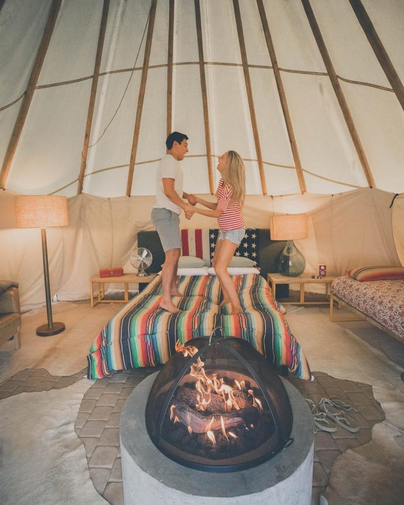 Glamping in our teepee at @elcosmicomarfa ️ this place is so fab!