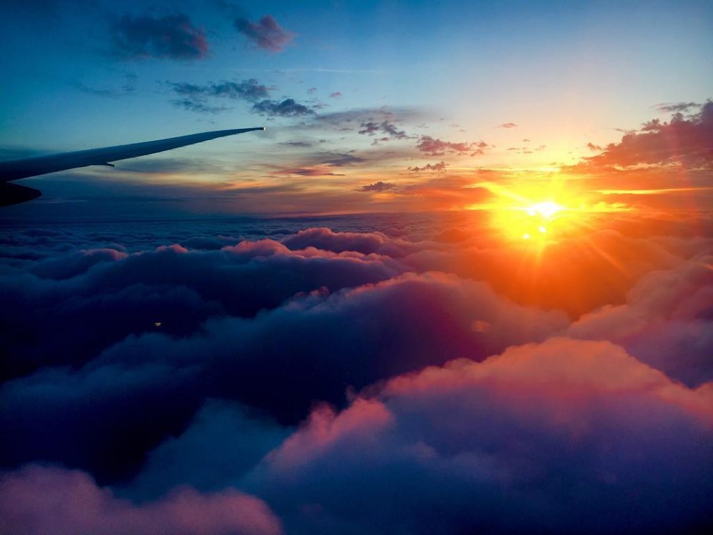 Such a nice sunset over the clouds #travellife️ . . . . . .…