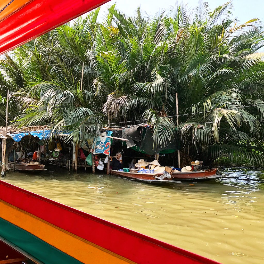 Taking a boat ride around the Bangkok canals and Floating Market