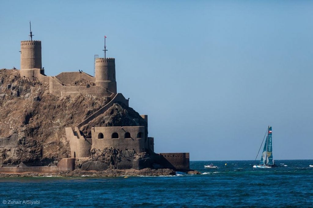 Sailing near to almirani fort ️(Oman air extreme sailing boat)