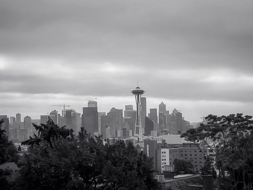 More black and white from Seattle, this time the view from Kerry Park be…