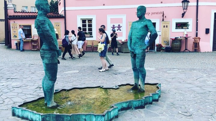 A surprising fountain outside of the Kafka museum in Prague. Hope you find this&hellip;