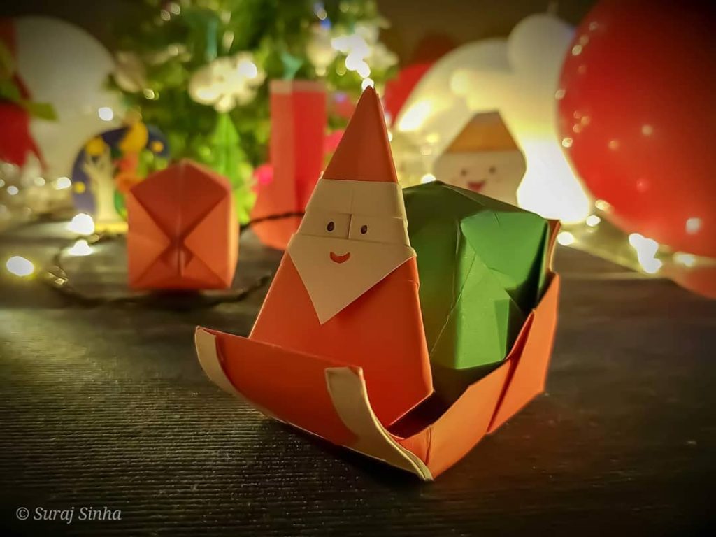 Christmas is not so much about opening presents, as opening our #christmas #origami #santa…