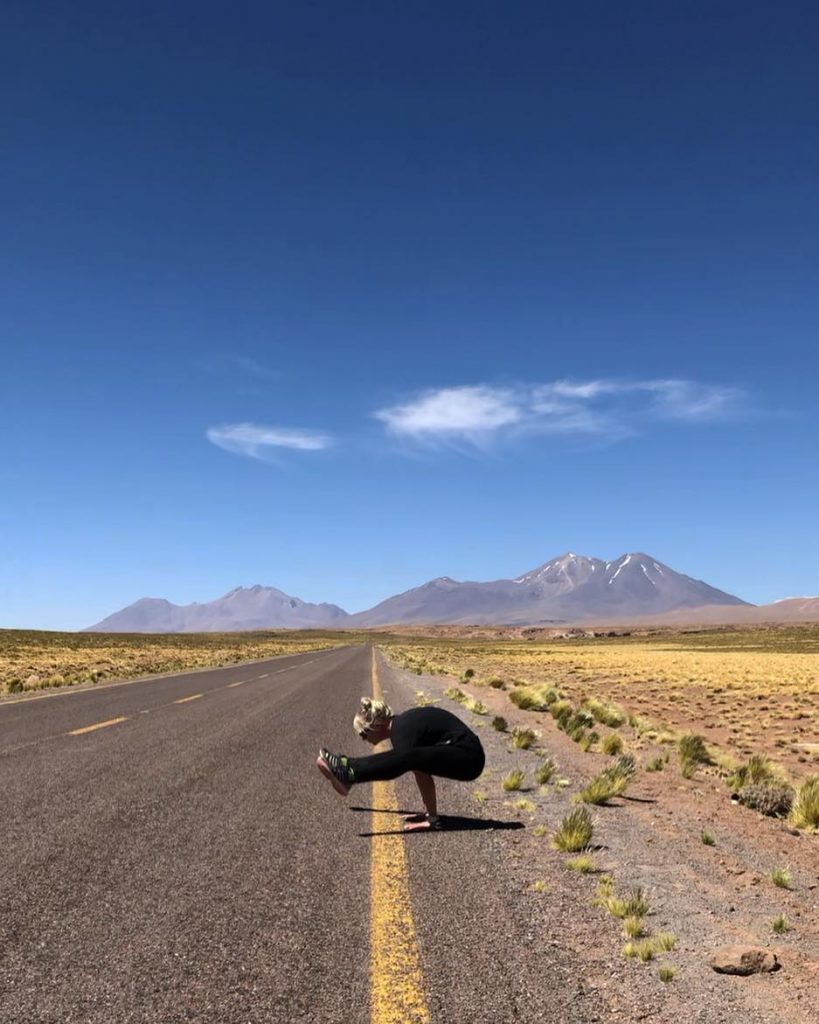 Balance break. . . . #atacama #chile # #highway #mountains #yoga #yogaposes #balance .&hellip;
