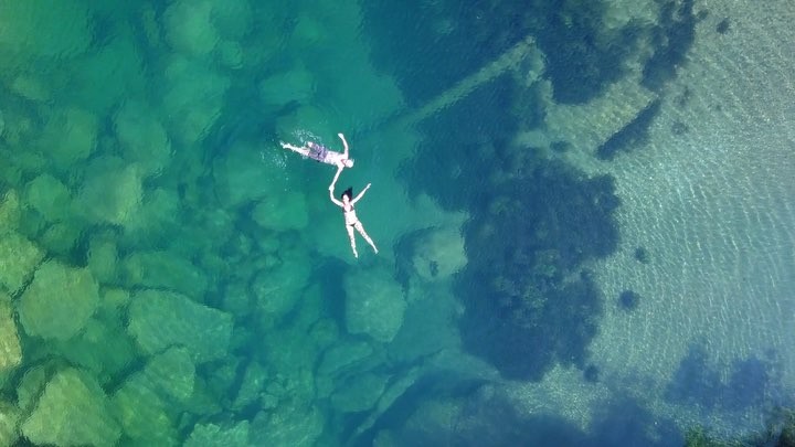 Crystal clear blue lagoon from our adventures on the Thakhek Loop a couple weeks&hellip;
