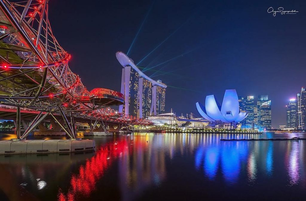 Welcome to Singapore. Singapore cityscape . Beautiful view of helix bridge and Marina Bay&hellip;