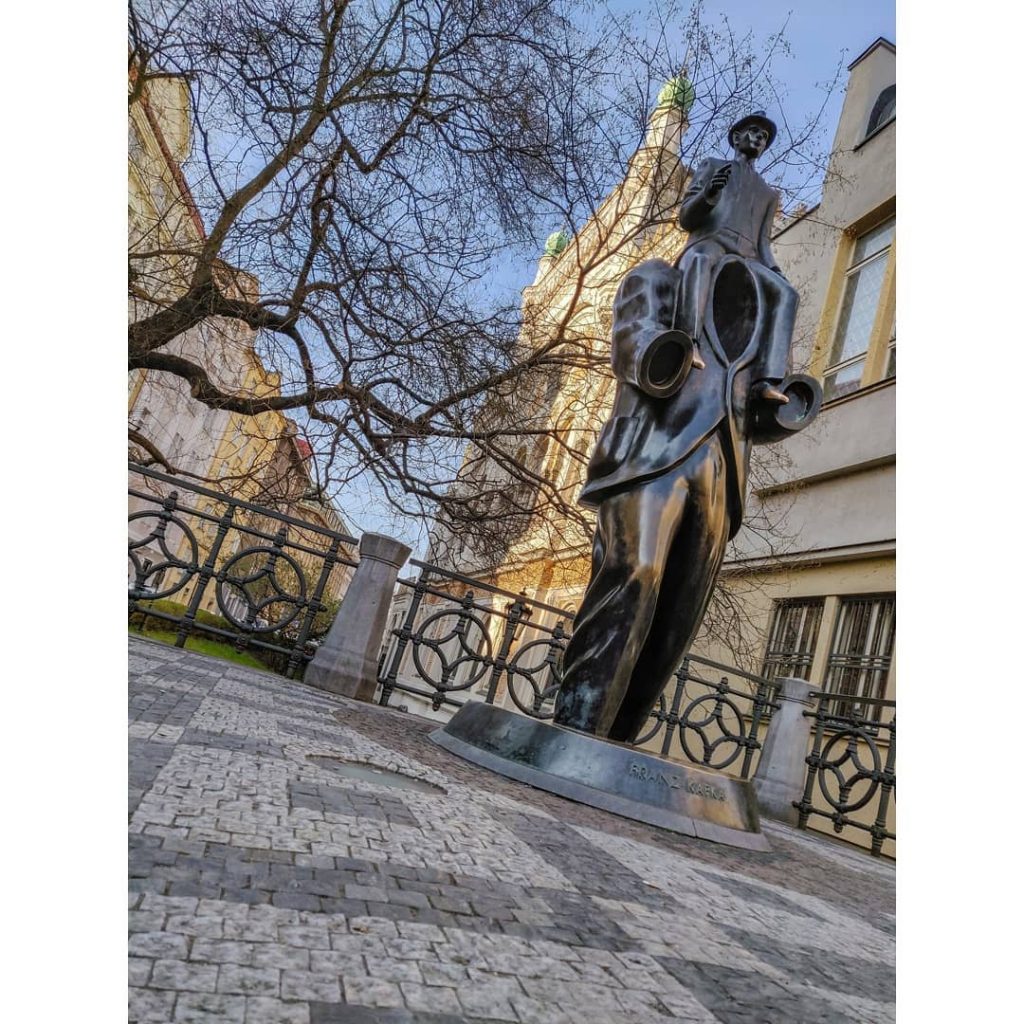 A statue on the border of the Jewish Quarter depicting the author Franz Kafka,&hellip;