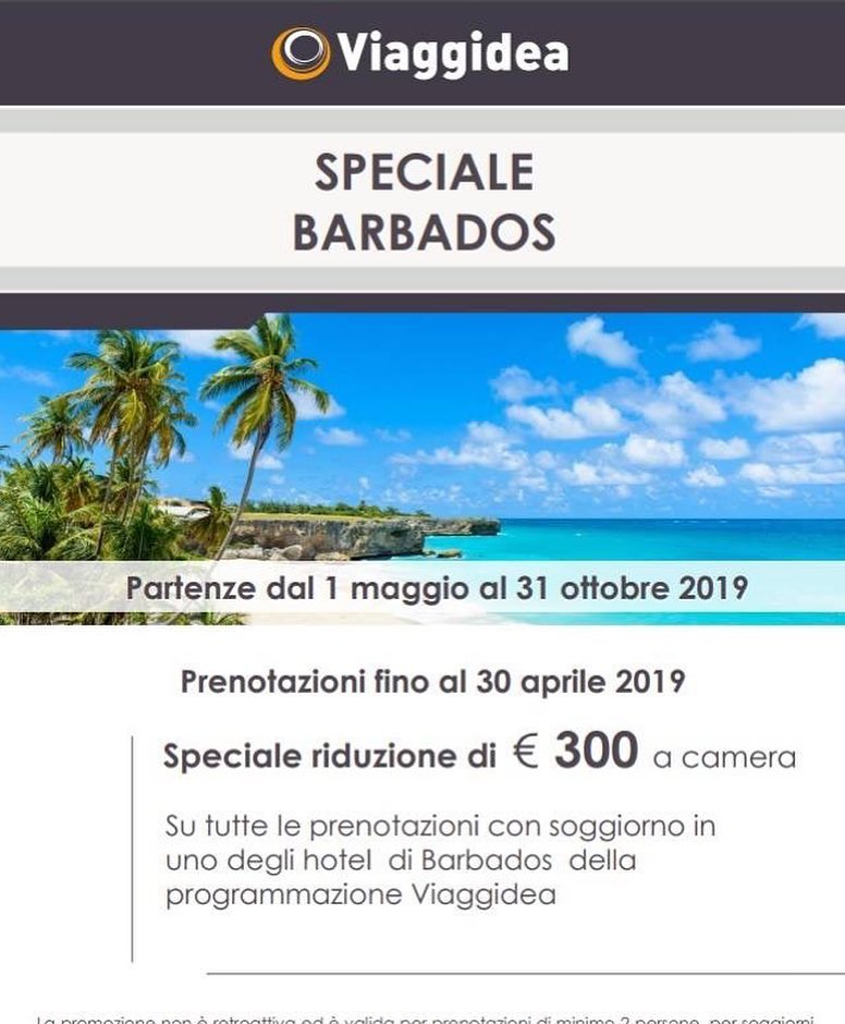 Speciale #Barbados con #Viaggidea Riduzione di 300€ a camera! Per info contattateci #bluvacanze #agenziaviaggi&hellip;