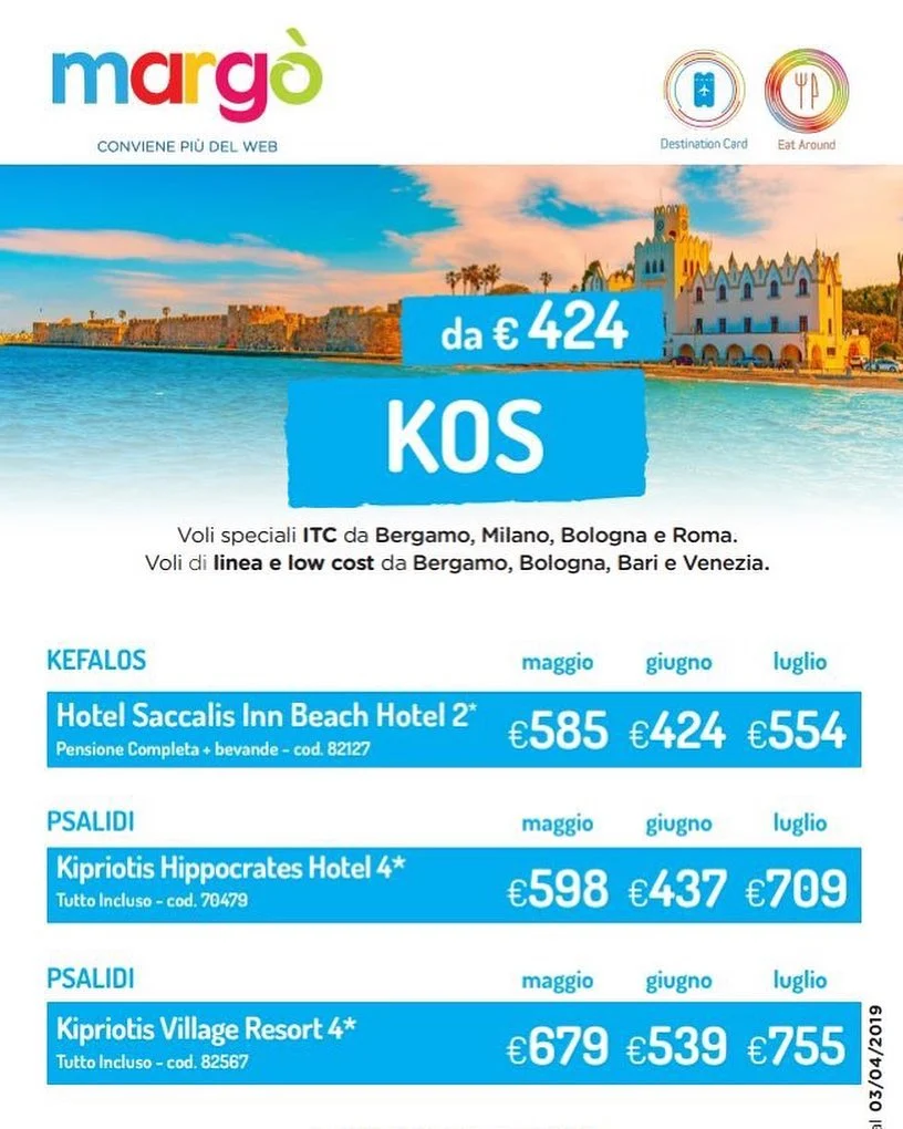 #Margò conviene più del Web. #KOS da 424€ con possibilità di aggiungere la #DestinationCard&hellip;