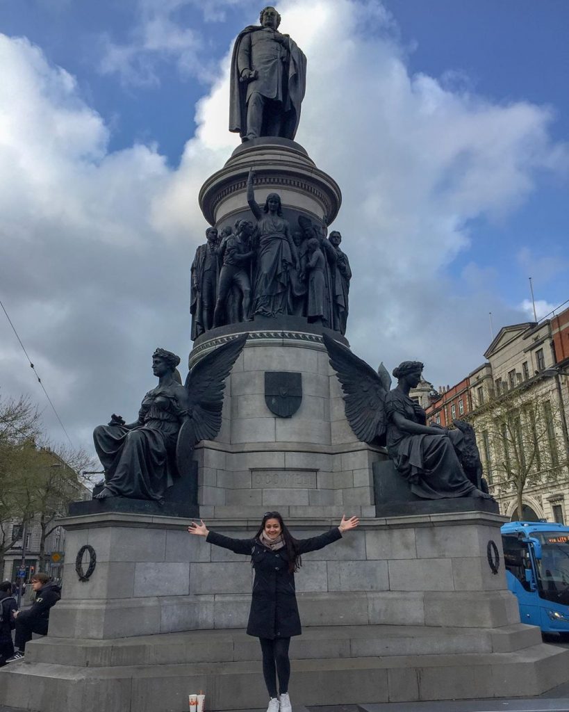 The name sake of O’Connell street located at the southern end, the Daniel O’Connell…