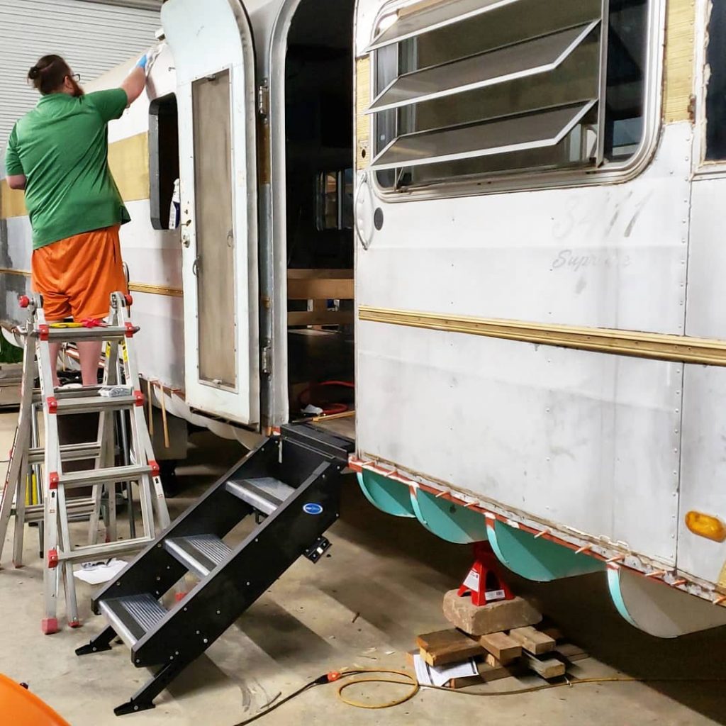Got the stairs installed and put Adam to work scrubbing silicon off where someone&hellip;