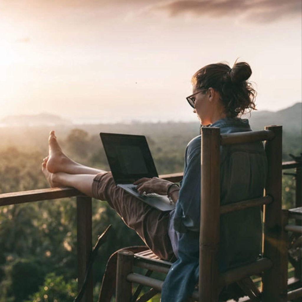 A serene off-the-grid location ideal for remote work, blending productivity with adventure in nature's tranquility.