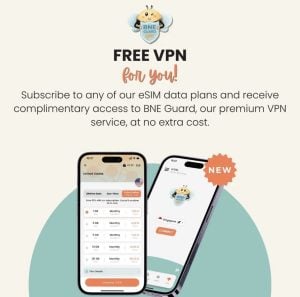 BNESIM promotes a free VPN service with every eSIM subscription, enhancing user privacy and connectivity options.