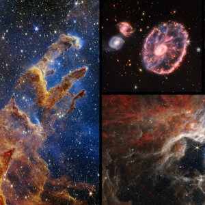 Image of the James Webb Space Telescope capturing stunning cosmic visuals, showcasing the beauty of the universe.