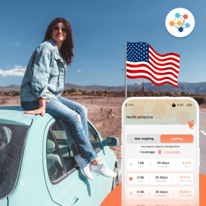 a girl sitting on top of a car to enjoy the view during road trip in the usa