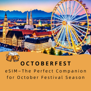 Promotional Instagram post for an eyelash beauty salon featuring orange and white design elements for Oktoberfest.