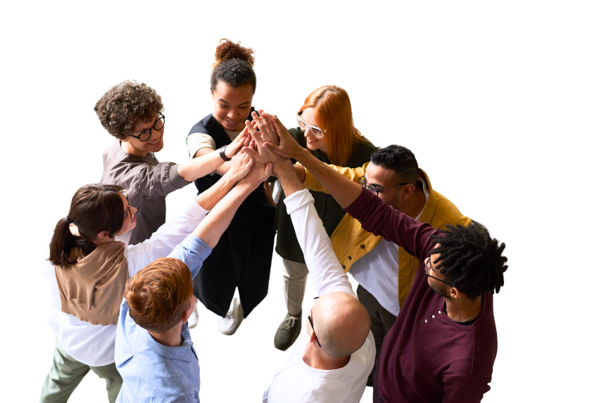 Hands of different colors coming together, illustrating the growth and collaboration in the BNESIM partnership initiative.