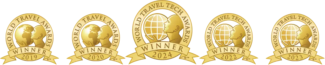 The bnesim World Travel Awards trophy featuring a globe, representing achievements in the travel esim industry.