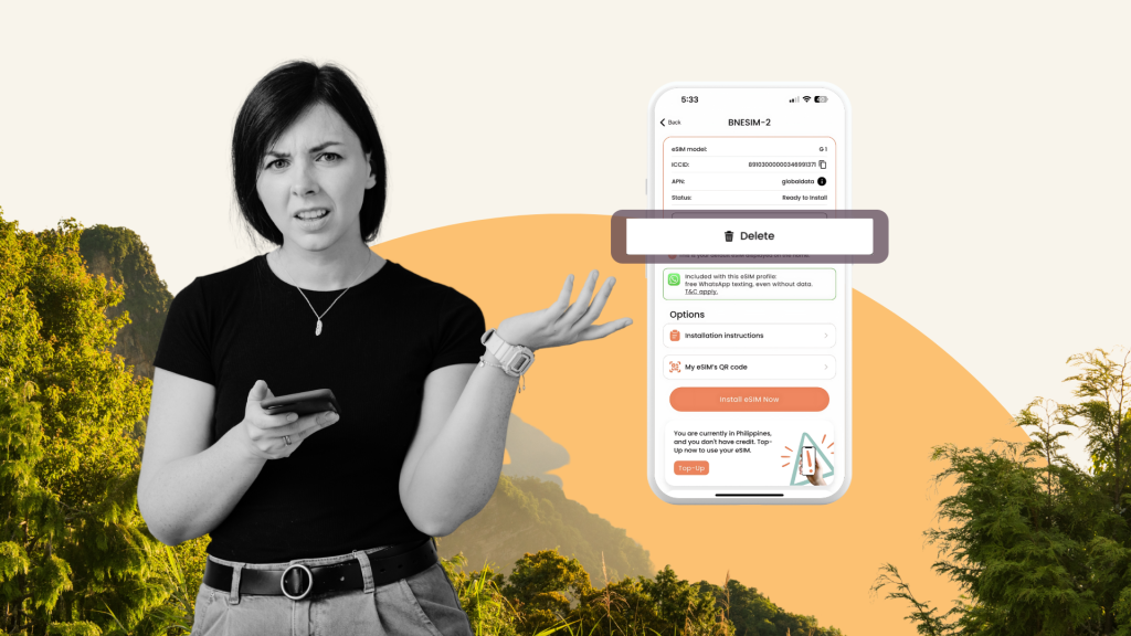 A woman is wondering what happens if she deletes her esim