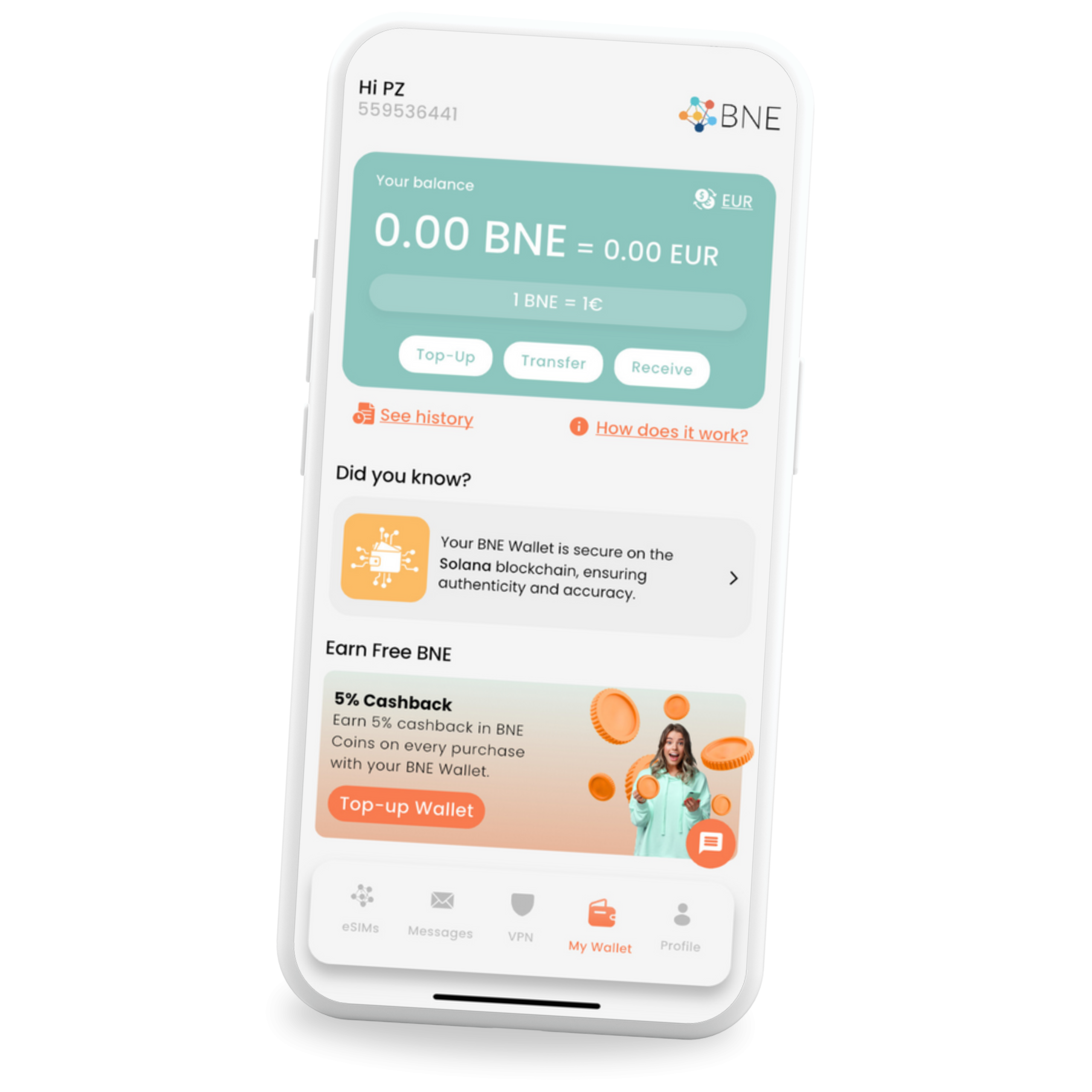 BNE Wallet with cryptocurrencies