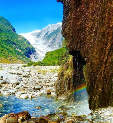 New Zealand is better than not New Zealand #magicalplaces #rainbow #glacier #nz #newzealand #josephgordonlevitt…