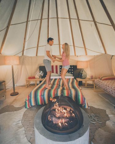 Glamping in our teepee at @elcosmicomarfa ️ this place is so fab!