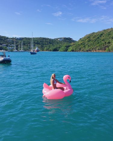 It was a GREAT day sailing the Caribbean with @savvysailing and our flamingo floaty.…