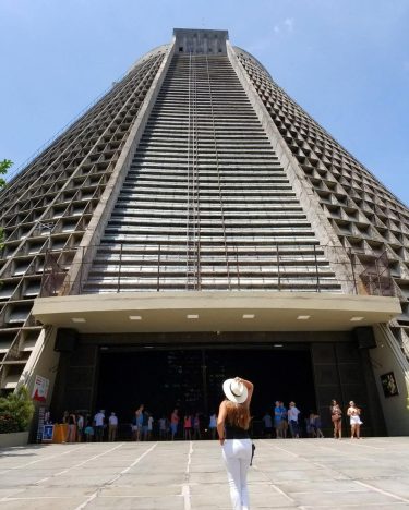 The Metropolitan Cathedral of Rio de Janeiro – based on Mayan architectural style of…