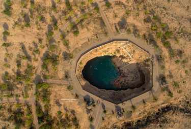 “The Falling Star”. The sinkhole was formed by a collapse of the surface layer…