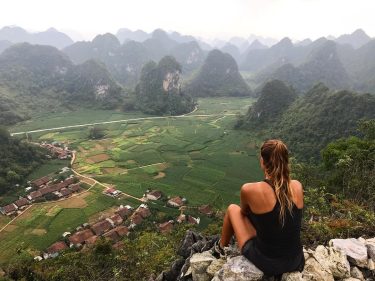 Short morning trekking for a really nice view over the village of Quang Uyen…