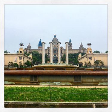 Perspective of the Catalunya #art #museum on a rainy day in #barcelona • •…