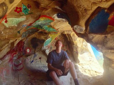 Wind caves are made in sandstone over time. They’re super easy to climb into…