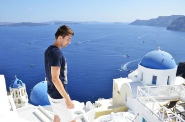 Santorini Greece ???????? ~~~ •Together we enjoy the walk through the white streets of…