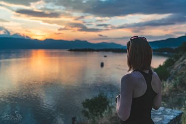 Enjoying the magical sunset above Ohrid lake. The mountain ranges that can be…