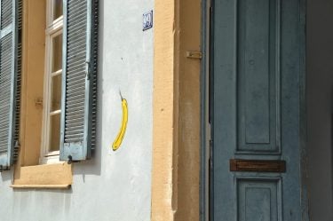 This simple graffiti of a banana is used throughout Germany as a symbol of…
