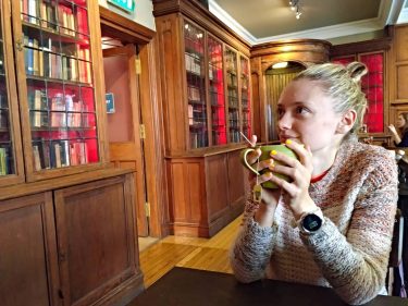 Having a drink or something to eat in “The library bar” in Edinburgh is…