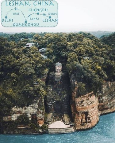 The stone sculpture is the tallest and largest stone Buddha statue in the world.…