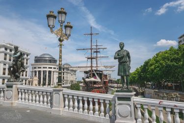 Skopje, capital city of Macedonia and a city of museum-worthy architecture, statues and…
