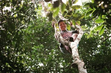 This is Nancamo our Huaorani guide showing us how to climb trees Huaorani style.…
