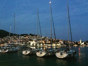 Boats in the harbor in Hvar. This beautiful little island off the coast of…