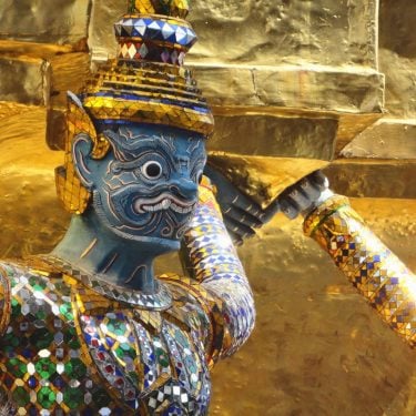 Gold, gold and more gold. The insanely colourful statues at the Grand Palace in…