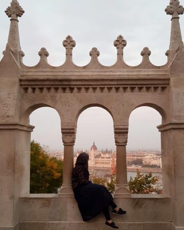We caught the sunset overlooking the Hungarian parliament building just in time! #budaside #matthias…
