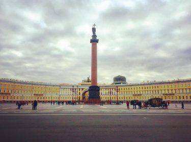 Aleksandriyskaya kolonna-focal point of Palace Square in Saint Petersburg. The column is named for…