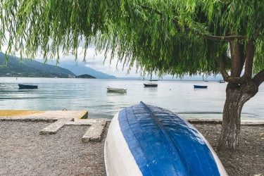 Lake Ohrid, as seen from a small cove near Ohrid’s docks. . .…