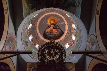 Inside an Albanian chapel, this domed ceiling was placed richt in the middle.…