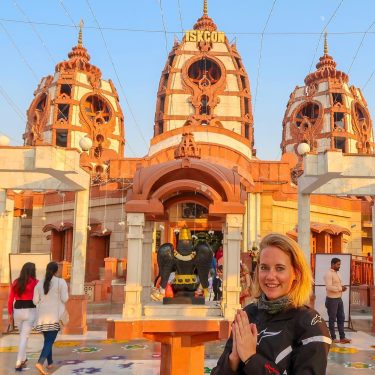 A quiet and peaceful moment at an ISKON temple while riding through the insane…