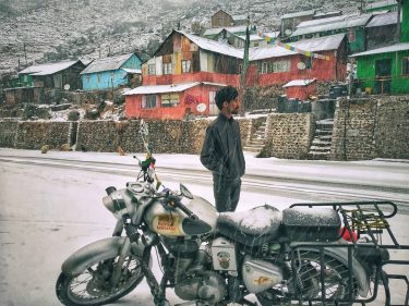 The first snowfall ………………………………………………………………………………. The sight of them falling over the roads and bouncing…