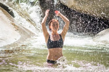 And then she let the water wash off all of her sorrows and she…