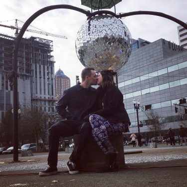 Lighting up my life . . #portlandlightfestival #portland #portlandwaterfront #portlandoregon #iamtb #coupletravelgoals #travelcouple #couplegoals…